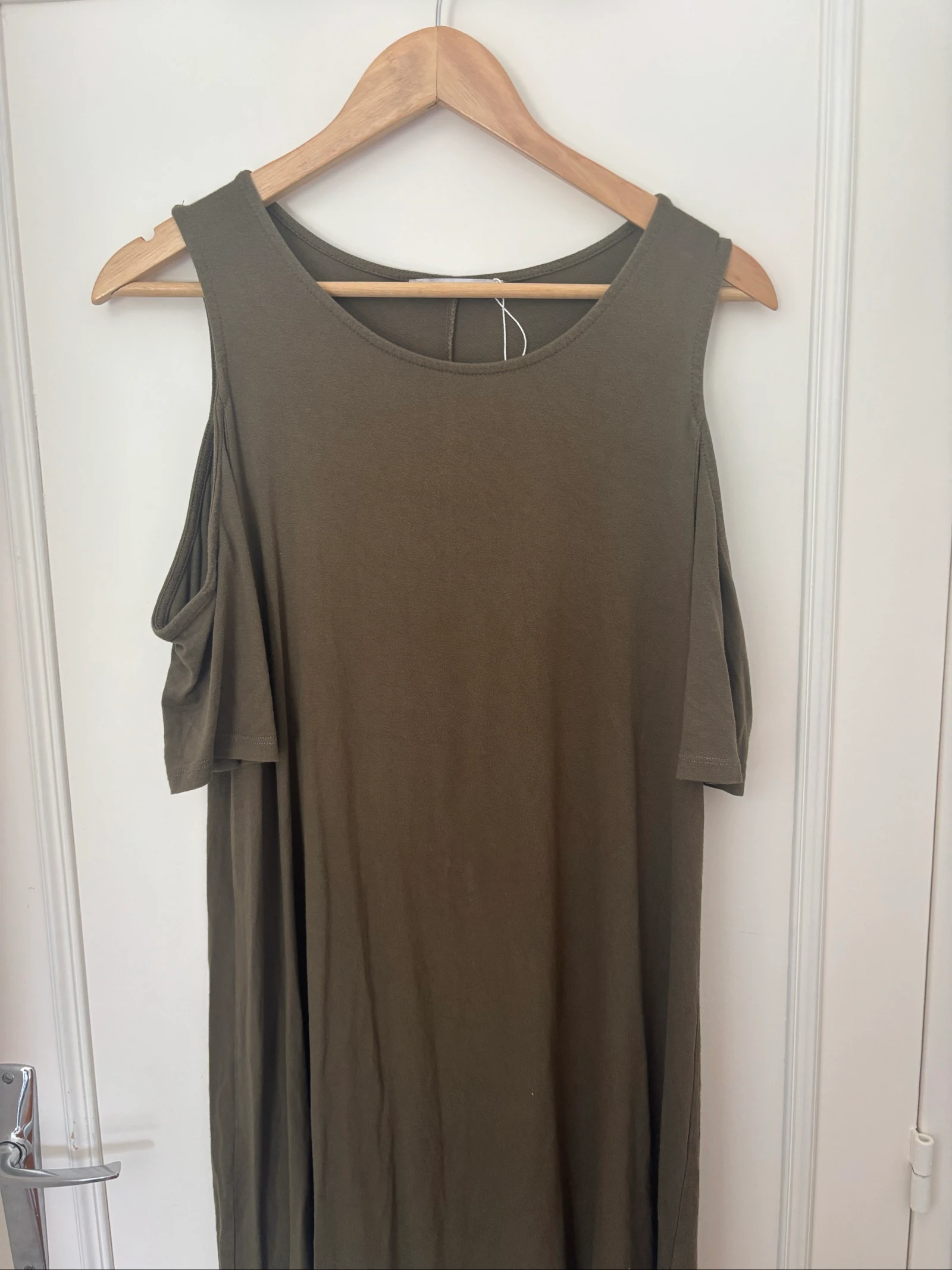 181/ Khaki Off-The-Shoulder Dress - Pull &Bear - Size L – photo 2